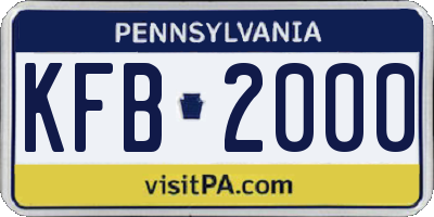 PA license plate KFB2000