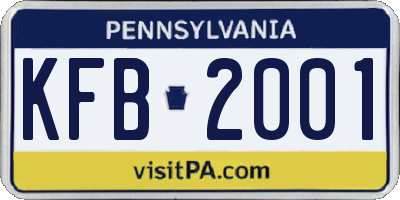 PA license plate KFB2001