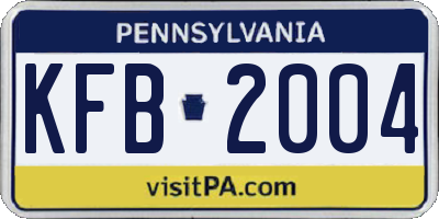 PA license plate KFB2004