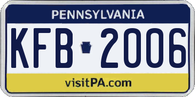 PA license plate KFB2006
