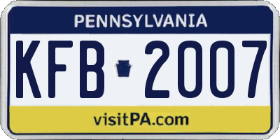 PA license plate KFB2007