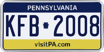 PA license plate KFB2008
