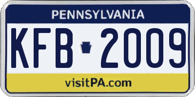 PA license plate KFB2009
