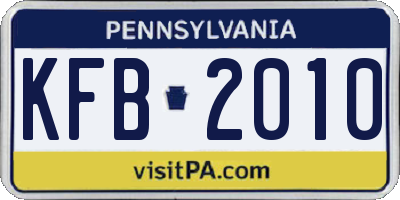 PA license plate KFB2010