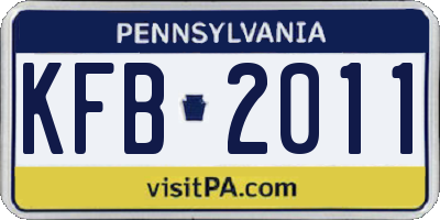 PA license plate KFB2011