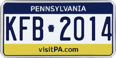 PA license plate KFB2014
