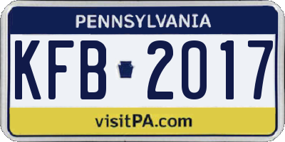 PA license plate KFB2017