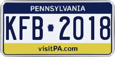 PA license plate KFB2018