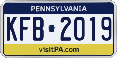 PA license plate KFB2019