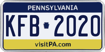 PA license plate KFB2020