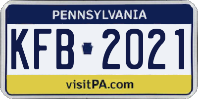 PA license plate KFB2021