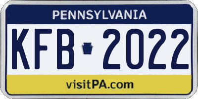 PA license plate KFB2022