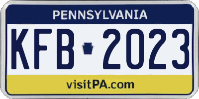 PA license plate KFB2023