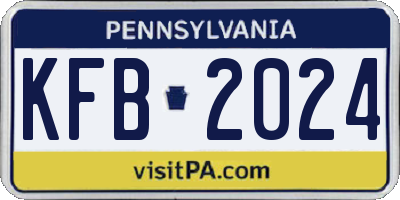 PA license plate KFB2024