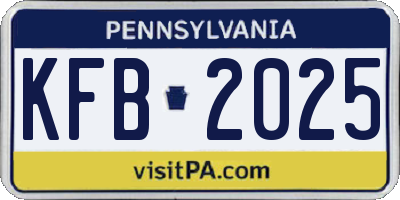 PA license plate KFB2025