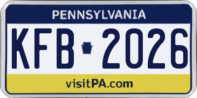 PA license plate KFB2026
