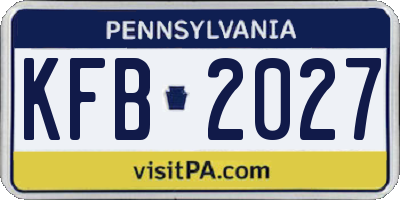 PA license plate KFB2027