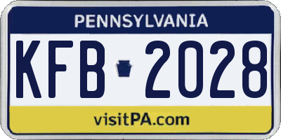 PA license plate KFB2028