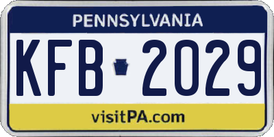 PA license plate KFB2029