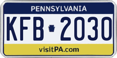 PA license plate KFB2030