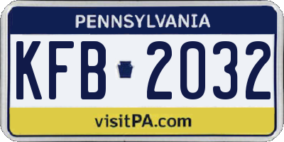 PA license plate KFB2032