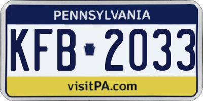 PA license plate KFB2033