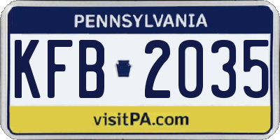 PA license plate KFB2035