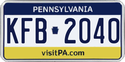 PA license plate KFB2040