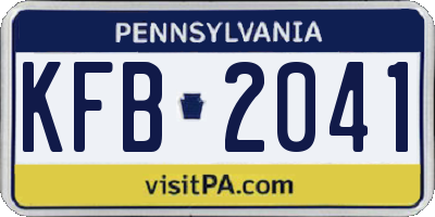PA license plate KFB2041