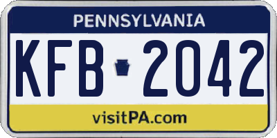 PA license plate KFB2042