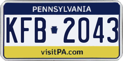 PA license plate KFB2043
