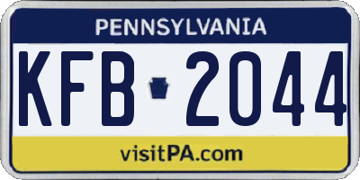 PA license plate KFB2044