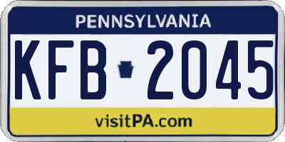PA license plate KFB2045