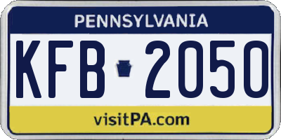 PA license plate KFB2050