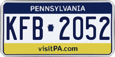 PA license plate KFB2052
