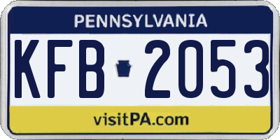 PA license plate KFB2053