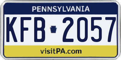 PA license plate KFB2057