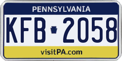 PA license plate KFB2058