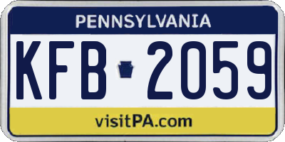 PA license plate KFB2059