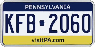 PA license plate KFB2060