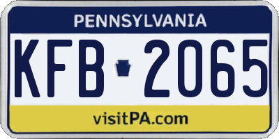 PA license plate KFB2065