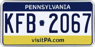 PA license plate KFB2067