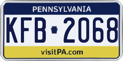 PA license plate KFB2068