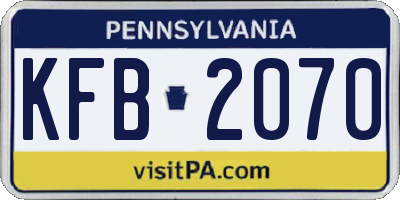 PA license plate KFB2070
