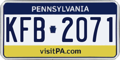 PA license plate KFB2071