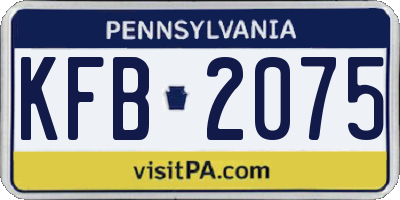 PA license plate KFB2075
