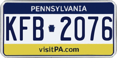 PA license plate KFB2076