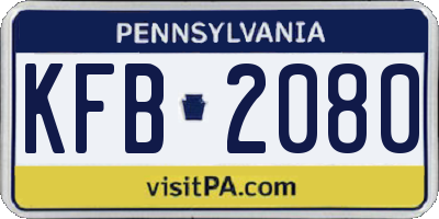 PA license plate KFB2080