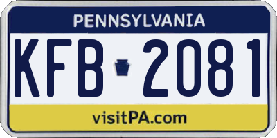 PA license plate KFB2081