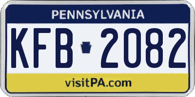 PA license plate KFB2082